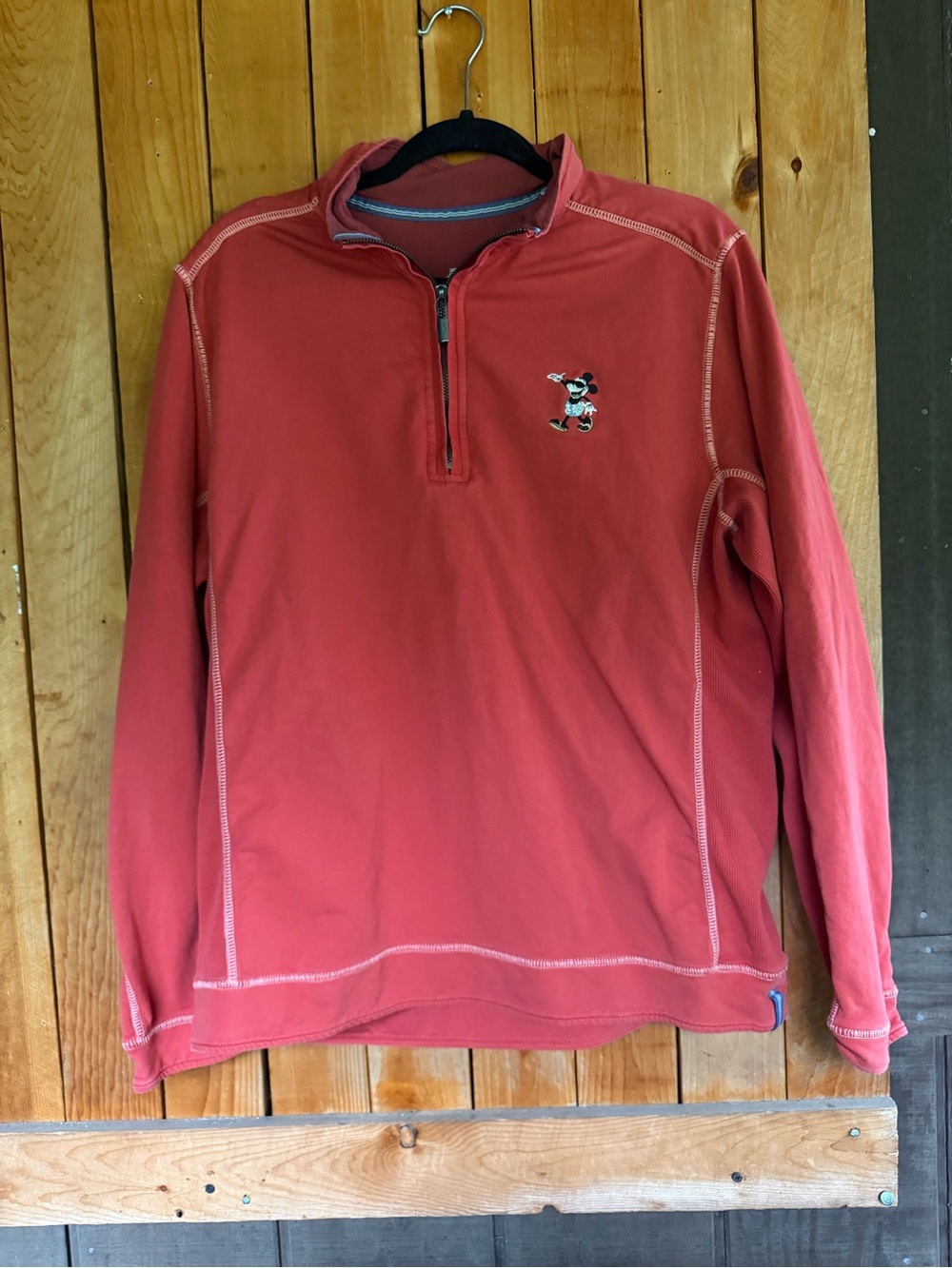 Tommy Bahama Disney Men's Zip-Up Sweater in Coral Red